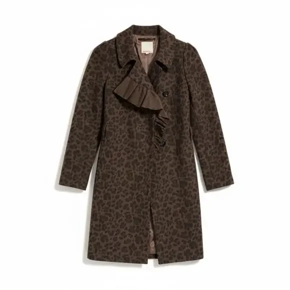 Rebecca Taylor Leopard Print Coat Small - Picture 2 of 9